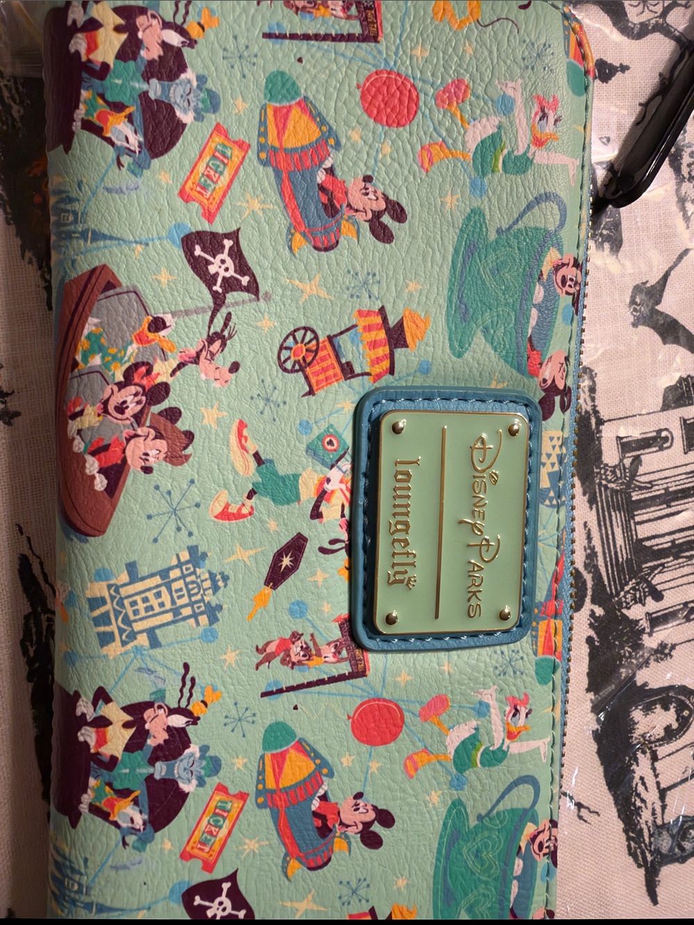 Loungefly Disney Parks Mint Green Mickey & Friends Kids Wallet
